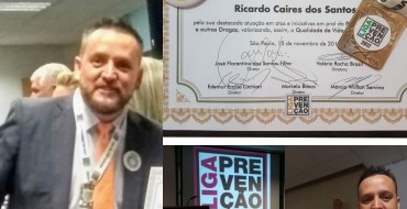 O perito Ricado Caires recebe premiação na Assembléia Legislativa de São Paulo  junto com as autoridades na Liga da prevenção